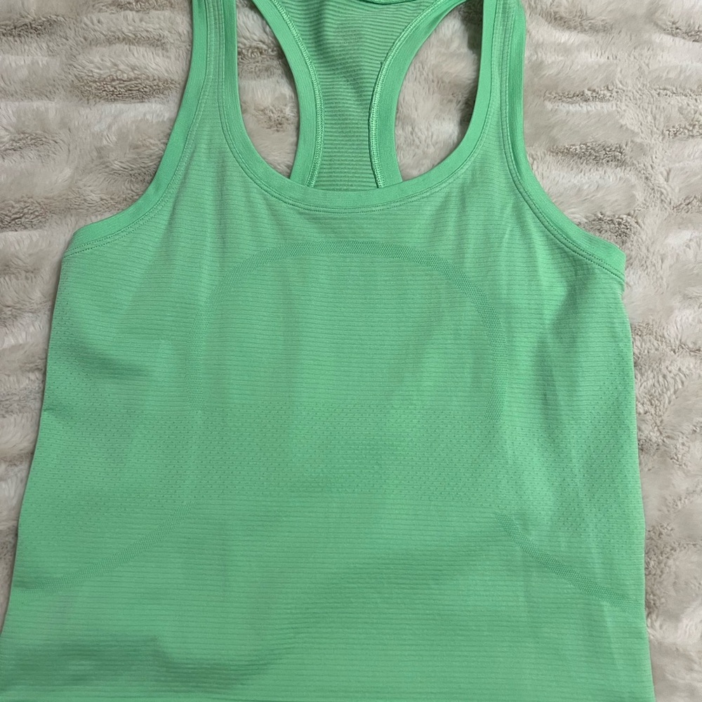 Lululemon Tank Top - energy creates energy - green racer back tank - 6